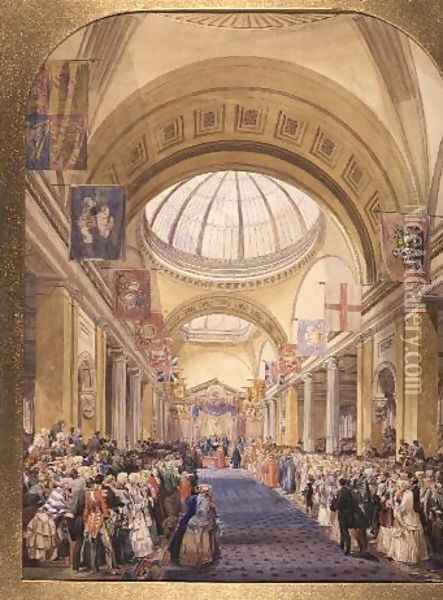 Visit of Queen Victoria to the Royal Exchange, Manchester in 1851 Oil Painting - Edmund Walker