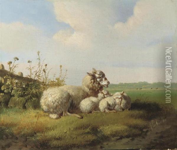 In The Meadow Oil Painting - Albertus Verhoesen