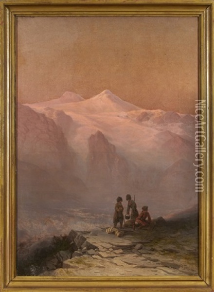 Hunters Resting In The Caucasus Oil Painting - Il'ia Nikolaevich Zankovskii