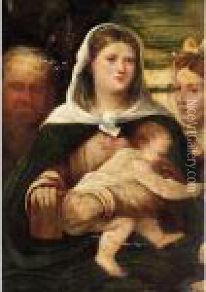 The Madonna And Child With Two Saints Oil Painting - Palma Vecchio (Jacopo Negretti)
