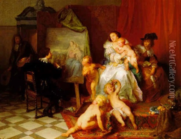 L'atelier De Rubens Oil Painting - Alexandre Markelbach