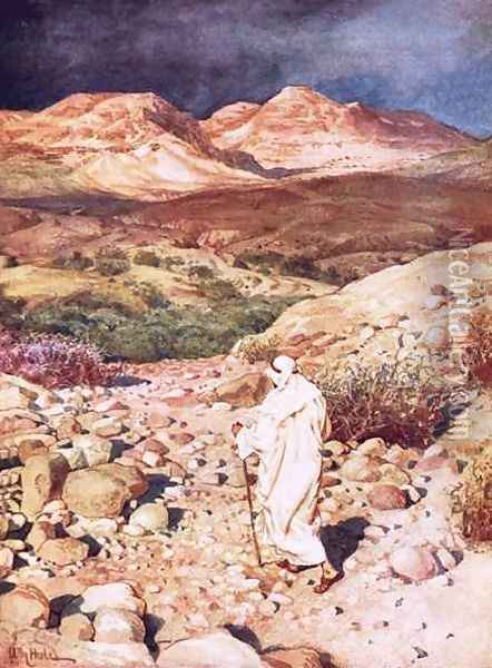 Jesus being led into the wilderness to be tempted by the devil Oil Painting - William Brassey Hole