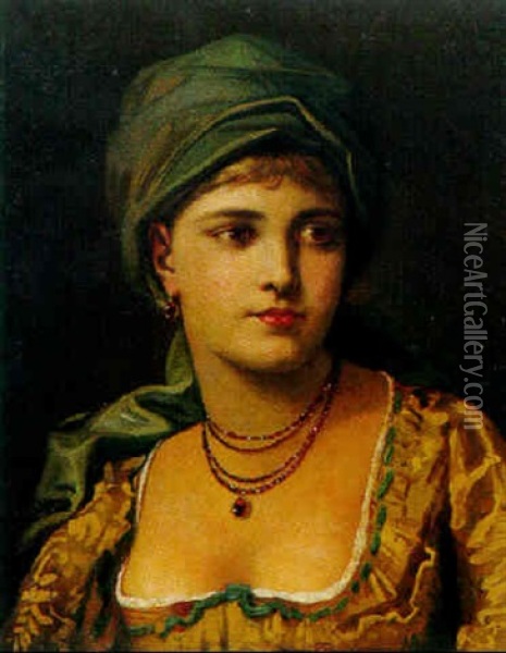 Portrat Einer Jungen Frau Oil Painting - Anton Ebert