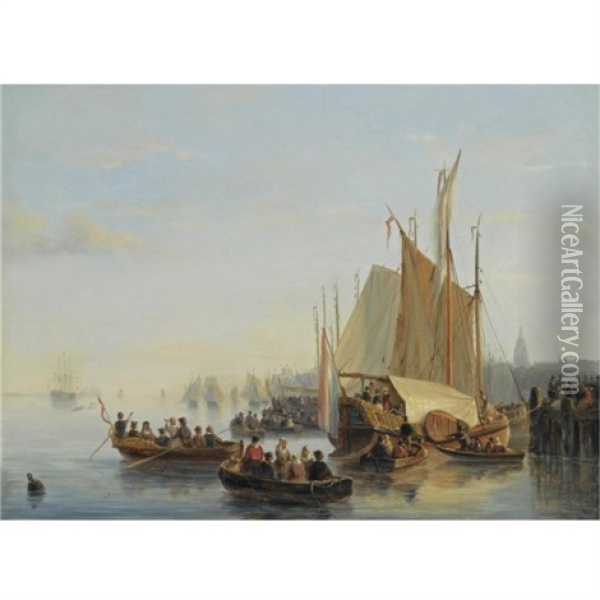 A Naval View Oil Painting - Nicolaas Johannes Roosenboom