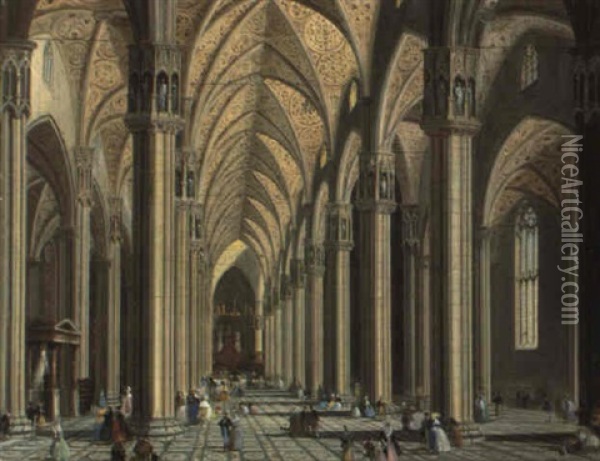 Interno Del Duomo Di Milano Oil Painting - Giuseppe Bernardino Bison