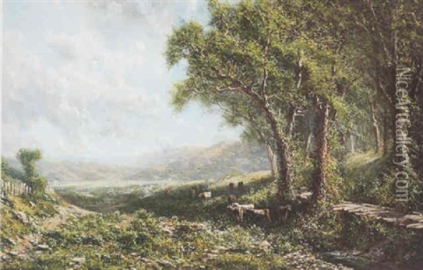 View To A Valley With Cattle Oil Painting - Ransom Gillet Holdredge