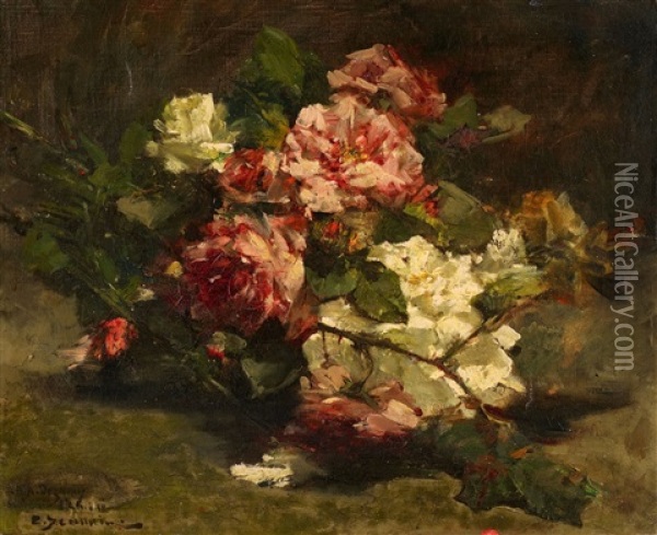 Floral Still Life Oil Painting - Georges Jeannin