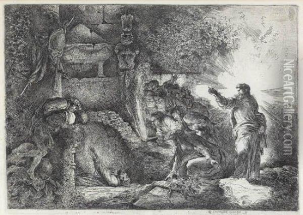 The Raising Of Lazarus Oil Painting - Giovanni Francesco Castiglione
