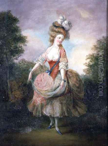 Dancer with a Feather Hat Oil Painting - Jean-Frederic Schall