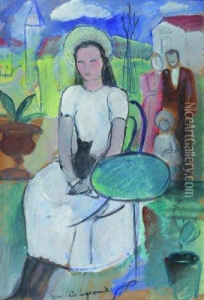 Jeune Fille Au Chat Oil Painting - Mercedes Legrand