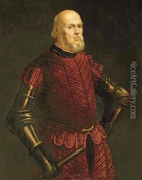 Portrait of a Venetian officer Oil Painting - Jacopo Tintoretto (Robusti)