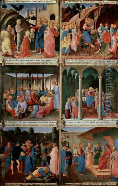 Picture cycle scenes from the life of Christ for a cabinet for storage of silver tableware, scene sequence Oil Painting - Angelico Fra