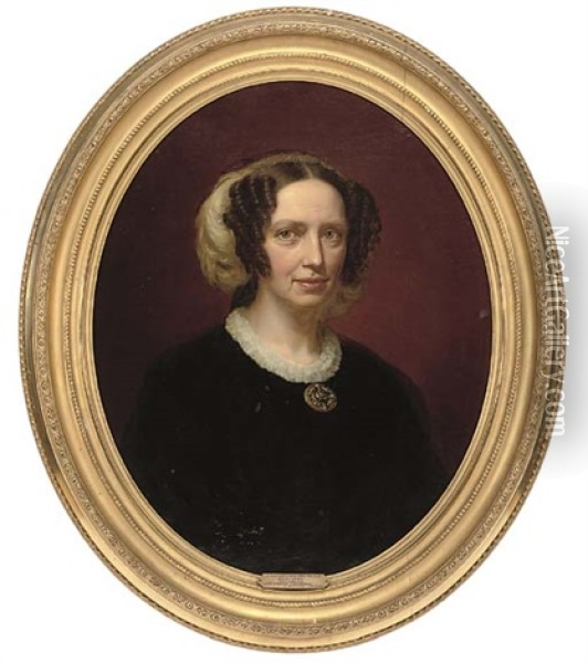 Portrait Of Princess Louise-charlotte Von Hesse-cassel Oil Painting - August Heinrich Georg Schiott