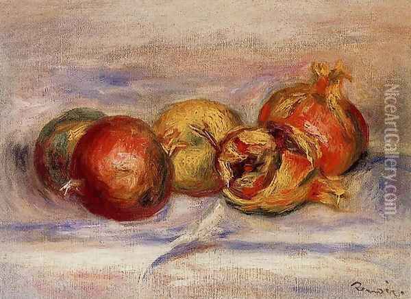 Three Pomegranates And Two Apples Oil Painting - Pierre Auguste Renoir