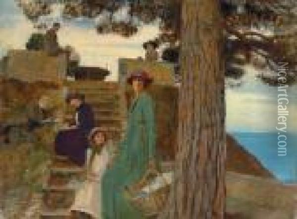 A Picnic At Portofino Oil Painting - George Spencer Watson