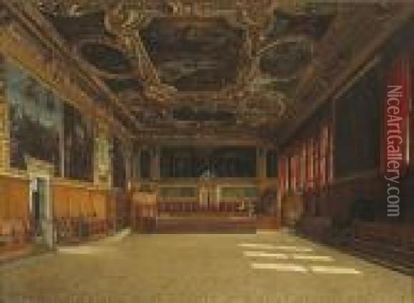 Sala Del Senato, Palazzo Ducale, Venice Oil Painting - Josef Theodor Hansen