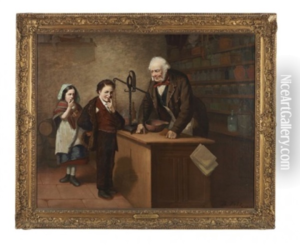 Two Pence Worth Oil Painting - Benjamin Rutherford Fitz