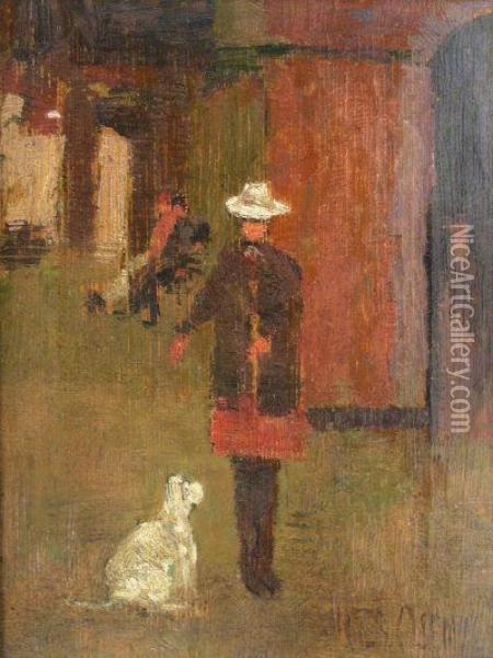 Lady Walking A Dog Oil Painting - Walter Frederick Osborne