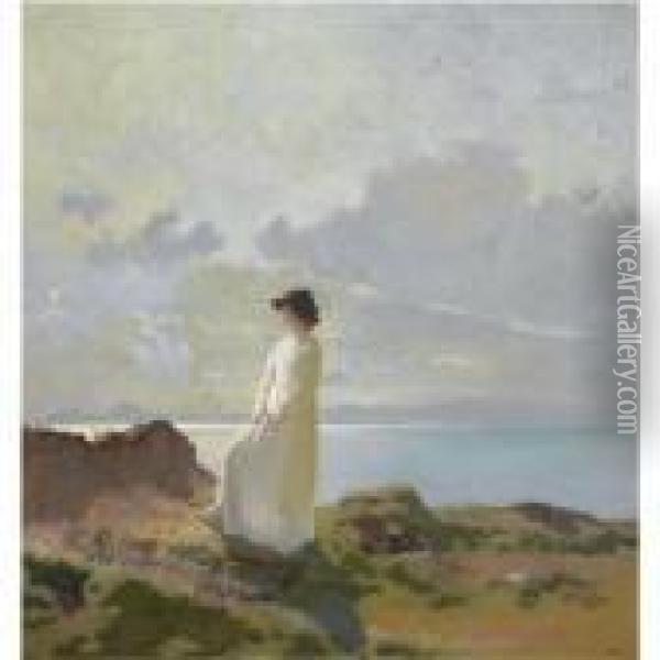 On The Cliff, Dublin Bay, Morning Oil Painting - Sir William Newenham Montague Orpen
