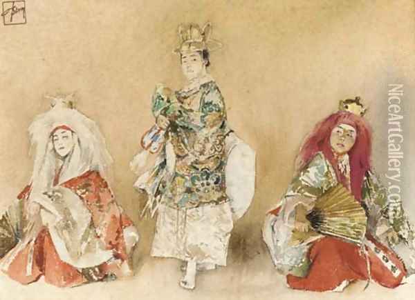 Kabuki Dancers Oil Painting - Robert Frederick Blum