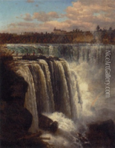 Niagra Falls Oil Painting - Josef Schoyerer