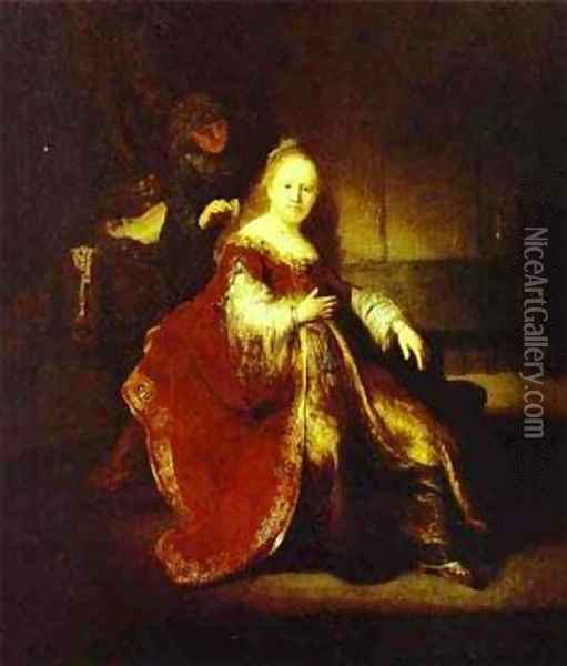 Esther Preparing To Iontercede With Assuerus 1633 Oil Painting - Harmenszoon van Rijn Rembrandt
