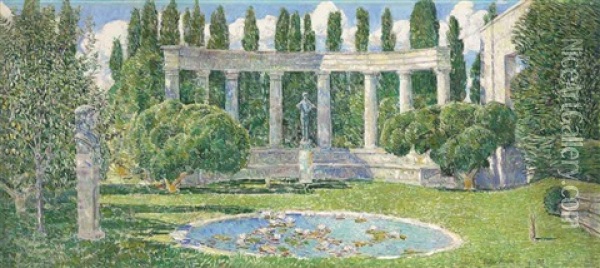 The Bartlett Garden, Amagansett, Long Island Oil Painting - Childe Hassam