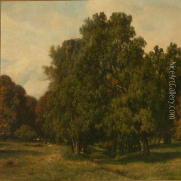Summer Day In The Deer Garden, Denmark Oil Painting - Georg Emil Libert