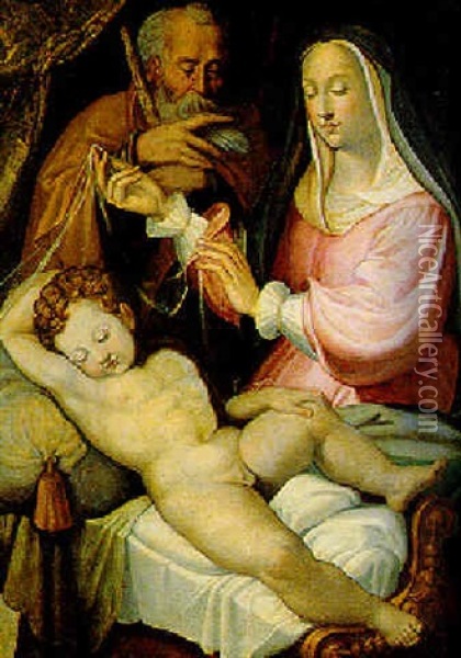 Sacra Famiglia Oil Painting - Orazio Samacchini