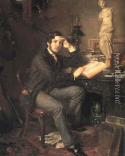 Portrait Of A Young Man (friedrich Mospratt?) Oil Painting - Wilhelm Trautschold