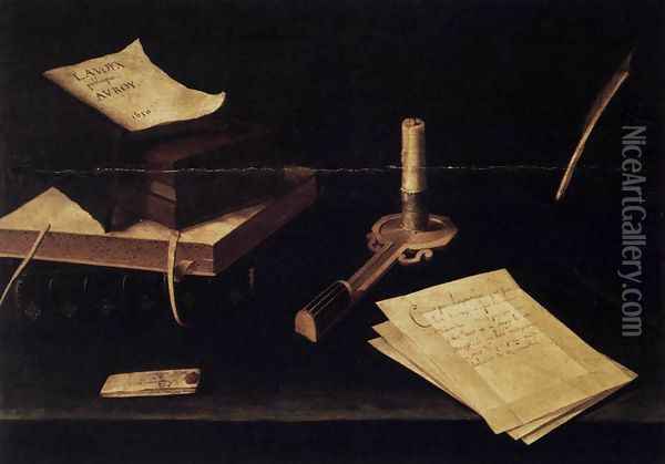 Still-Life with Candle 1630 Oil Painting - Lubin Baugin