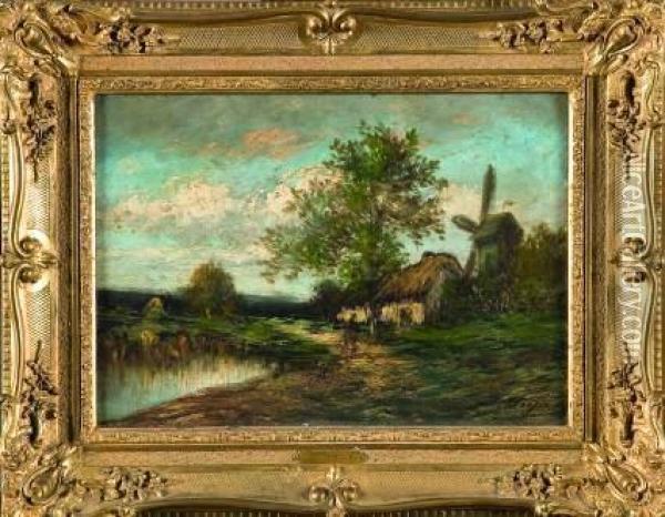 Paysage Au Moulin Oil Painting - Jules Dupre