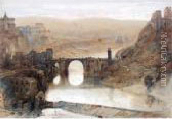 The Bridge Of Toledo Oil Painting - David Roberts