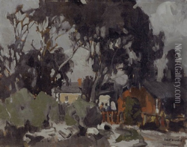 Houses Among The Eucalyptus Oil Painting - George Kennedy Brandriff
