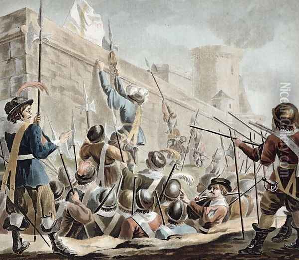 Attack on Boulogne-Sur-Mer, engraved by Jean Baptiste Morret fl. 1790-1820 1788 Oil Painting - Antoine Louis Francois Sergent-Marceau