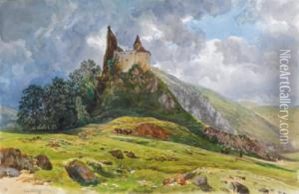 Ruine Schachenstein In Thorl In Der Steiermark Oil Painting - Thomas Ender