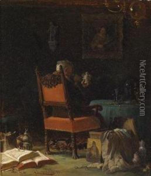 Thelover Of Antiques Oil Painting - Johann von Schraudolph