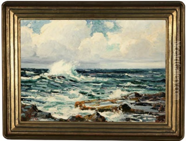 Windy Weather From Fisherman's Cove, Laguna Oil Painting - Anna Althea Hills