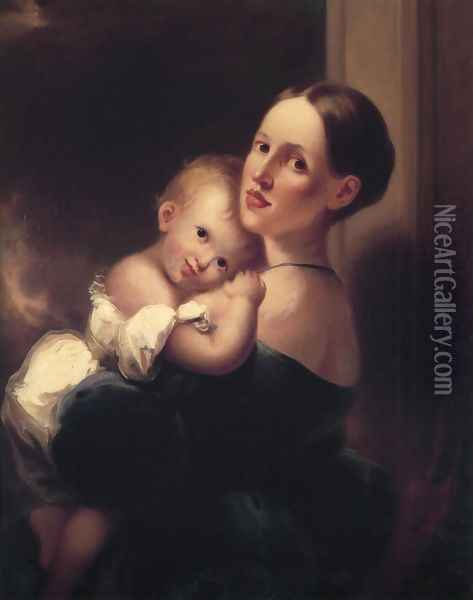 Mrs. James Miles Bush and Her Daughter, Nannie Oil Painting - Joseph H. Bush