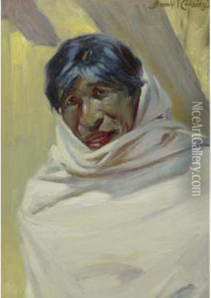 Taos Man Oil Painting - Ira Diamond Gerald Cassidy