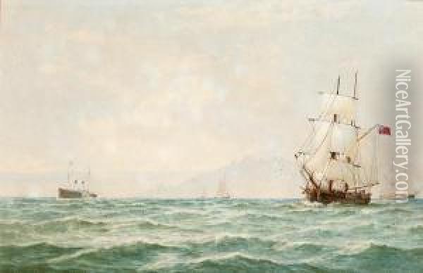Shipping Off The Coast Oil Painting - George Stanfield Walters
