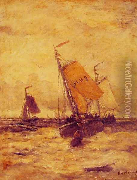 On a Stormy Sea Oil Painting - Hendrik Willem Mesdag