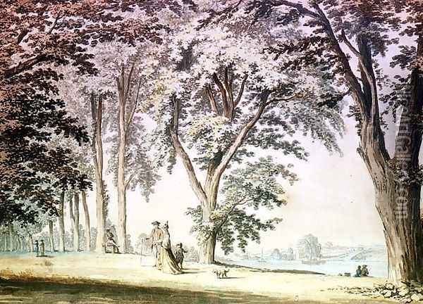 Trees by the Thames opposite Hammersmith Oil Painting - Samuel Hieronymous Grimm