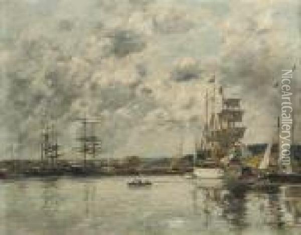 Le Havre, Bateaux Norvegiens Dans Le Port Oil Painting - Eugene Boudin