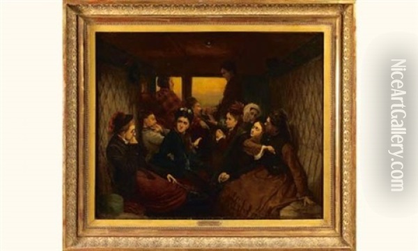 Le Compartiment De Dames Seules Ou La Fumeuse Importune Oil Painting - Francois Auguste Biard