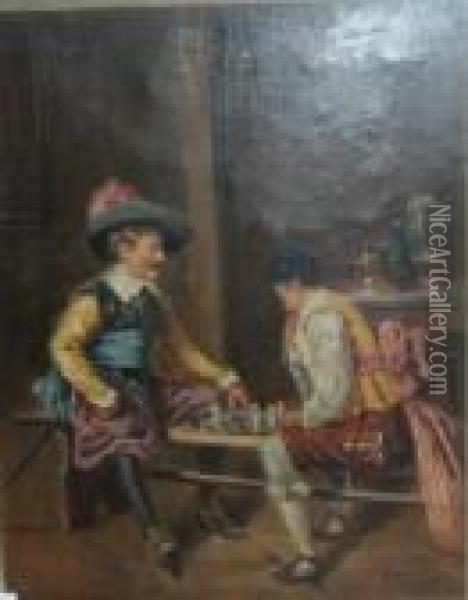 Two Cavaliers Oil Painting - Ferdinand Victor Leon Roybet
