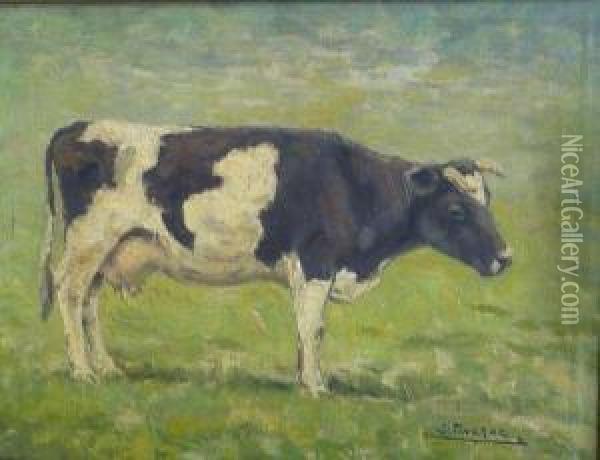 La Vache. Oil Painting - Louis Taverne