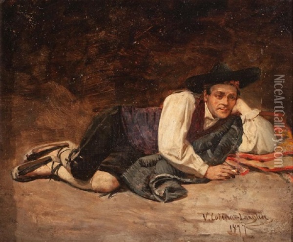 Tipo Popular Valenciano Oil Painting - Victoriano Codina Y Langlin