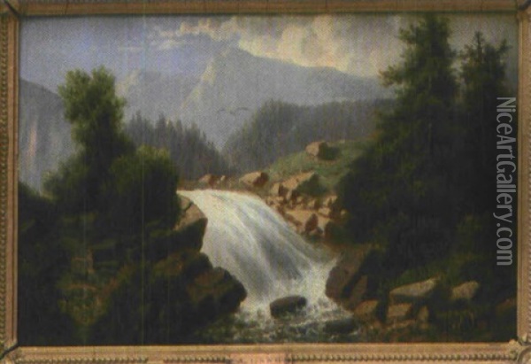 Der Prinser Fall In Der Schweiz Oil Painting - Albert Lang