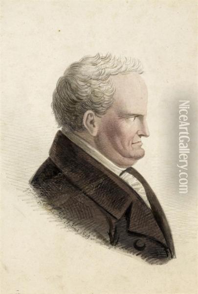 Head And Shoulders Of An Older Man In Profile To The Right Oil Painting - Karl Alexander Heideloff